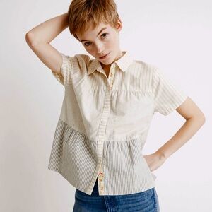 Madewell x The New Denim Project® Stripe-Mix Seamed
Button-Down Shirt